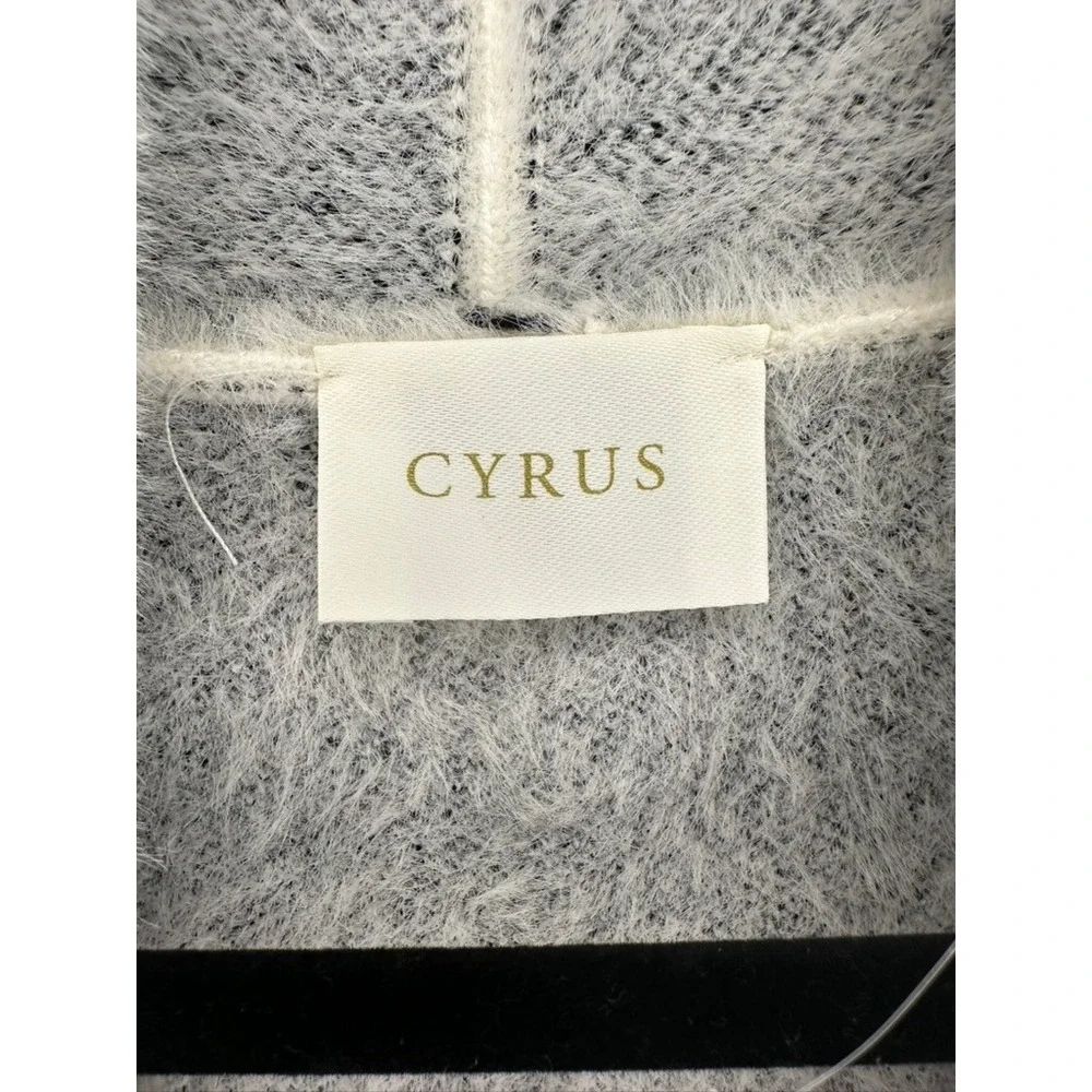 Cyrus New York‎ XS Cardigan Kells Cream Black Plaid Open Front Cozy Sweater Coat
